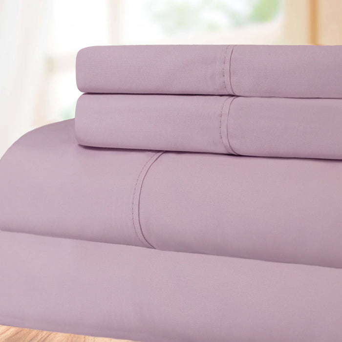 300 Thread Count Cotton Percale Solid Deep Pocket Bed Sheet Set - Lilac