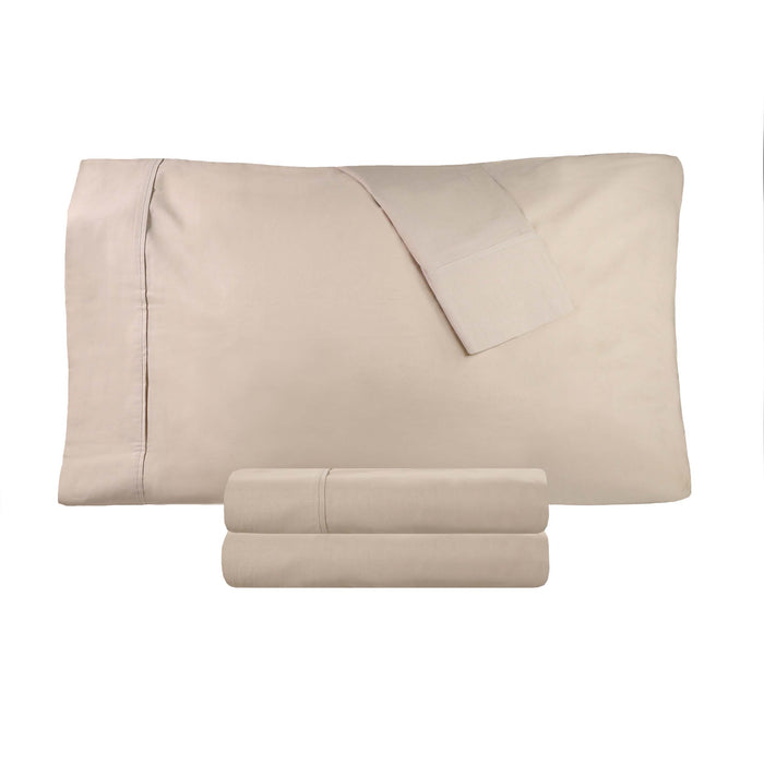 300 Thread Count Cotton Percale Solid Deep Pocket Bed Sheet Set -  Tan