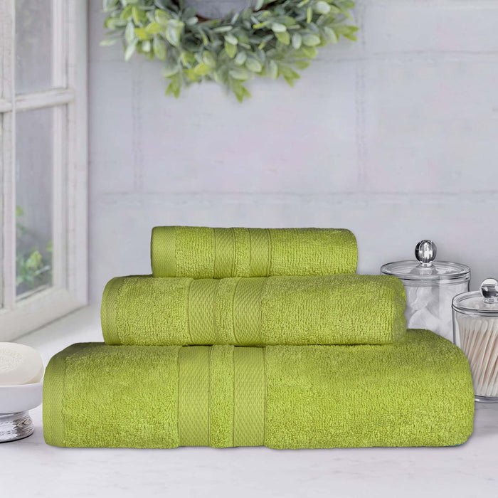 Ultra Soft Cotton Absorbent Solid Assorted 3 Piece Towel Set - Celery