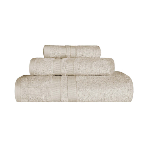 Ultra Soft Cotton Absorbent Solid Assorted 3 Piece Towel Set - Ivory