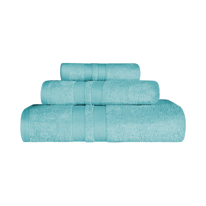Ultra Soft Cotton Absorbent Solid Assorted 3 Piece Towel Set - Cyan