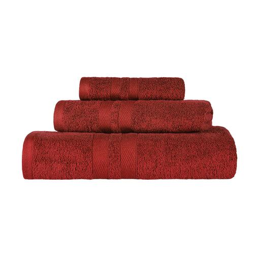 Ultra Soft Cotton Absorbent Solid Assorted 3 Piece Towel Set - Maroon