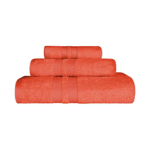 Ultra Soft Cotton Absorbent Solid Assorted 3 Piece Towel Set - Tangerine