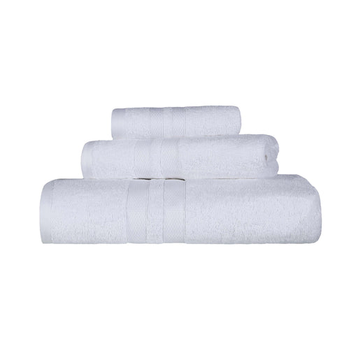Ultra Soft Cotton Absorbent Solid Assorted 3 Piece Towel Set - White