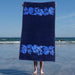 Floral Oversized Cotton 2 Piece Beach Towel Set - Blue