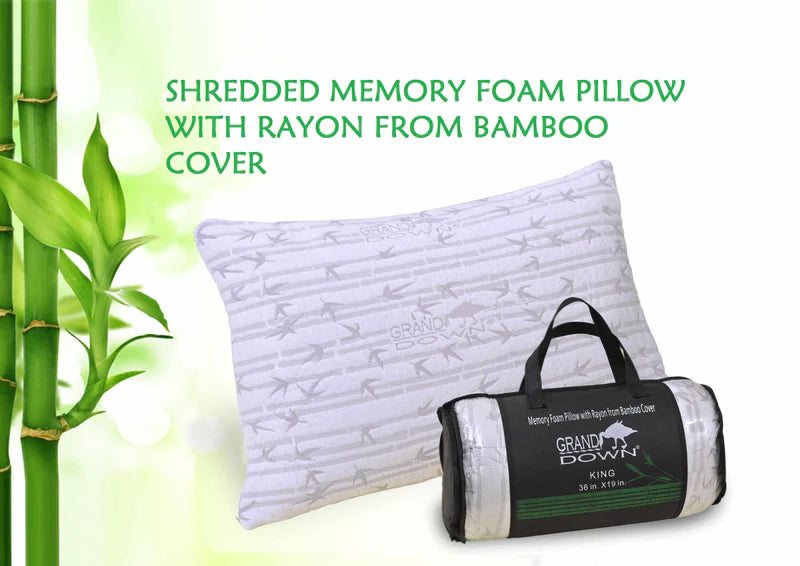 Solid Memory Foam Pillow with Bamboo Cover