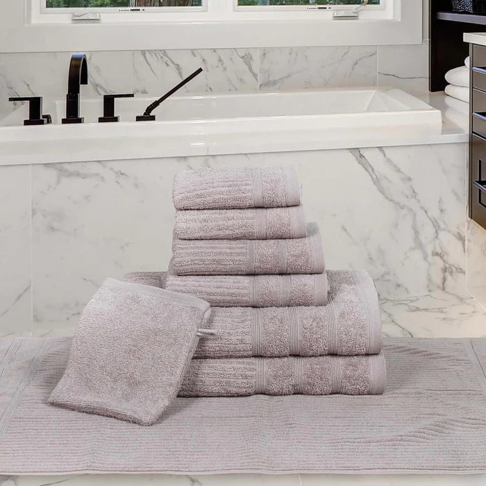 Egyptian Cotton 8 Piece Towel Set with Bath Mat and Hand Glove - Gray