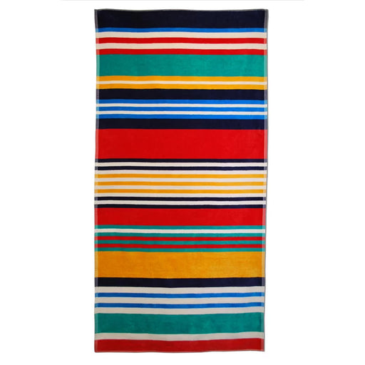 Cotton Multicolored Striped Oversized 2 Piece Beach Towel - Multicolored