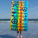 Peace Love Oversized Cotton 4 Piece Beach Towel Set - Blue