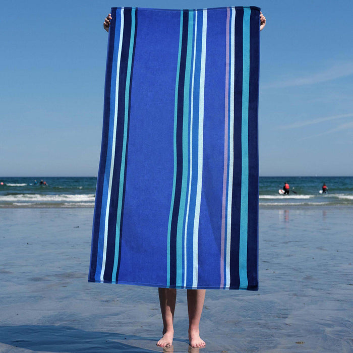 Seafina Oversized Cotton 4 Piece Beach Towel Set - NavyBlue