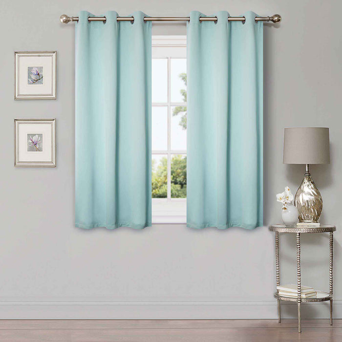 Solid Classic Modern Grommet Blackout Curtain Set - Green Lily