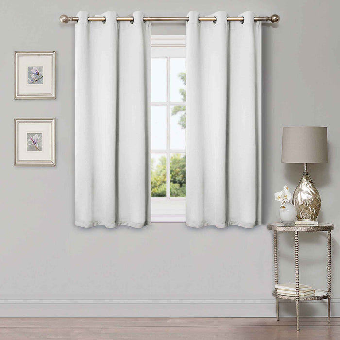 Solid Classic Modern Grommet Blackout Curtain Set - White