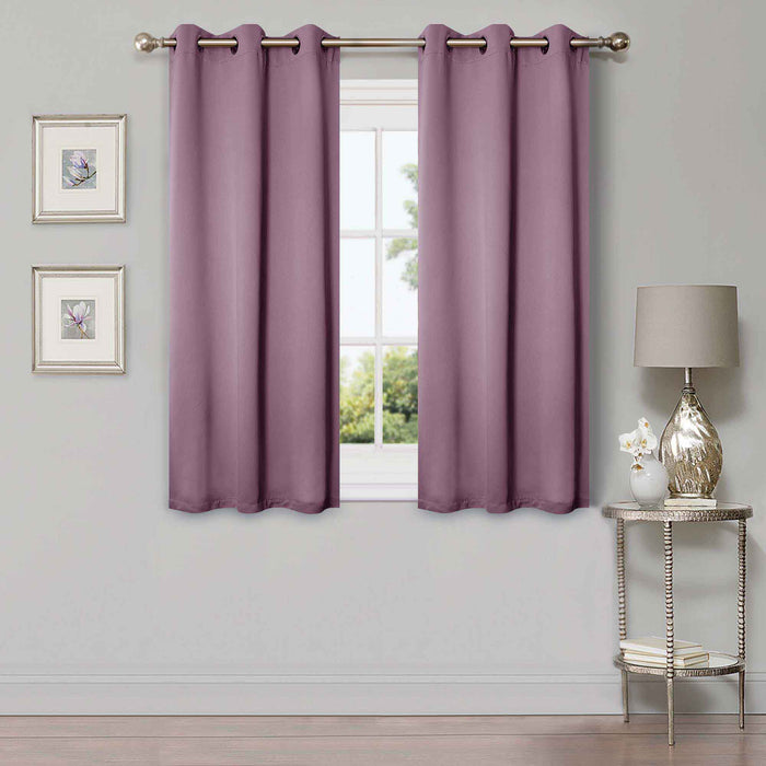Solid Classic Modern Rod Pocket Blackout Curtain Set - Wisteria