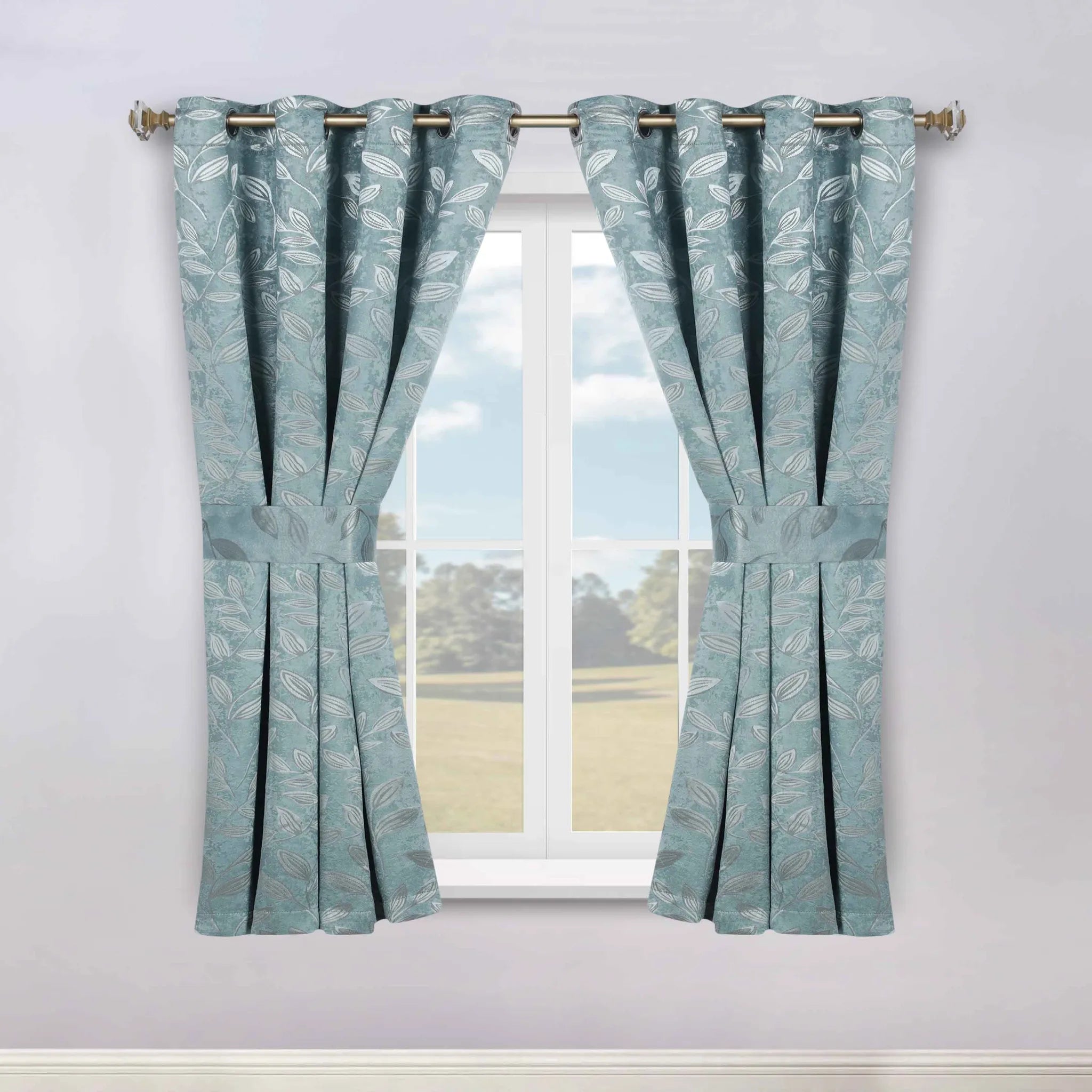 Leaves Machine Room Darkening Blackout Curtains, Set of 2