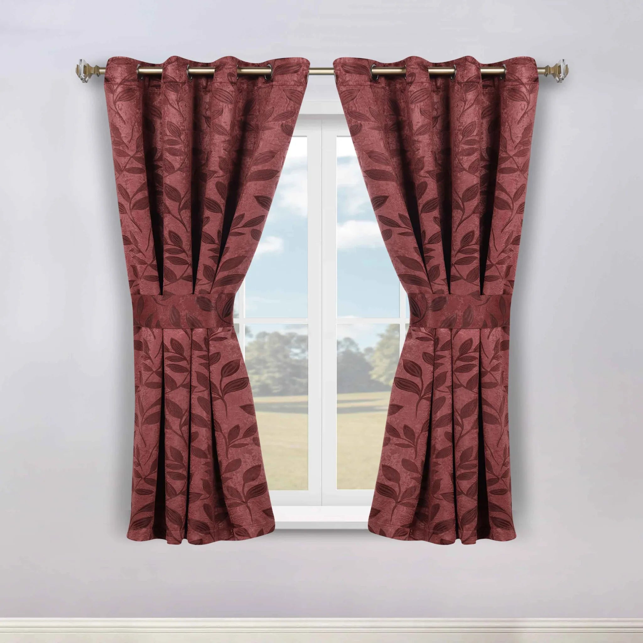 Leaves Machine Room Darkening Blackout Curtains, Set of 2