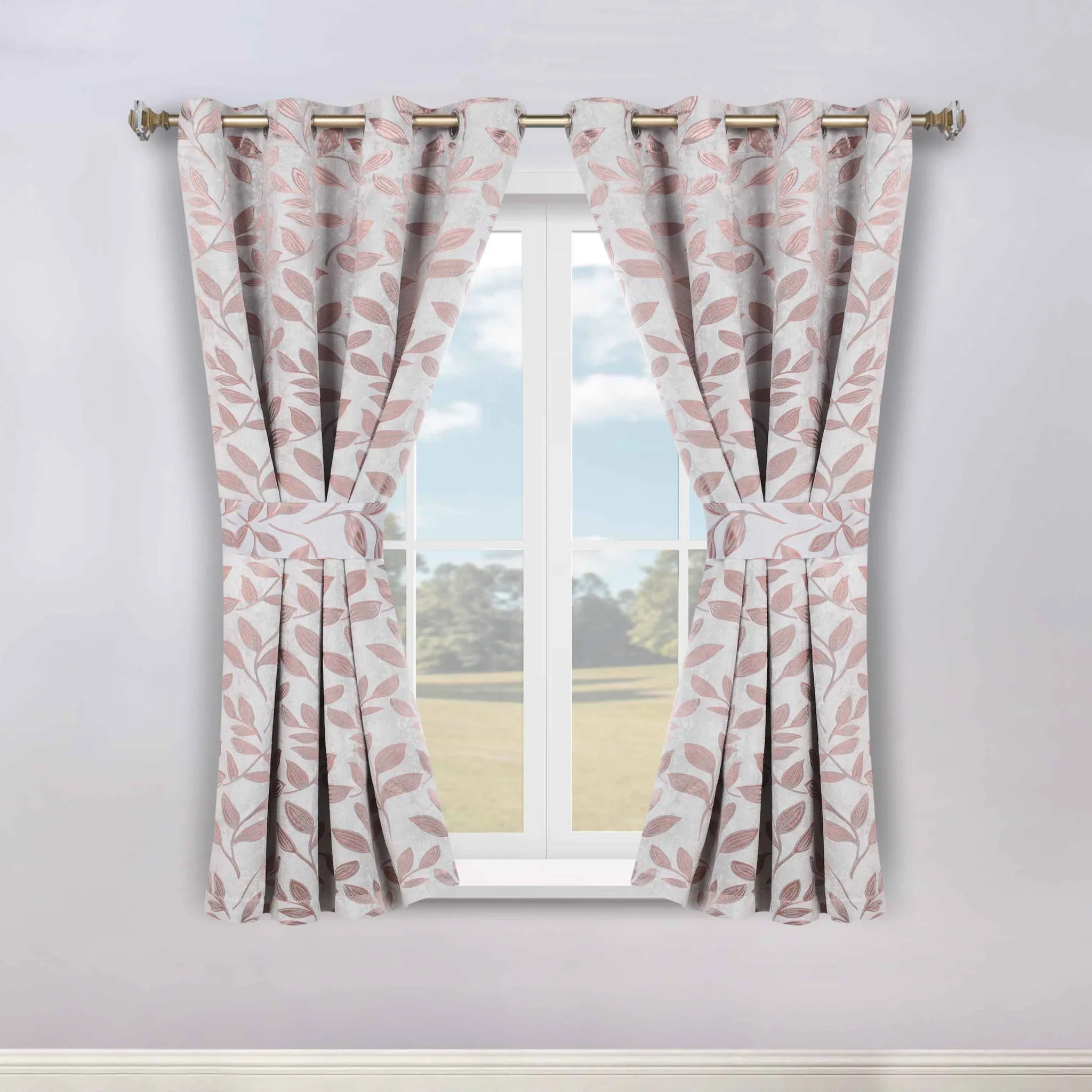 Leaves Machine Room Darkening Blackout Curtains, Set of 2