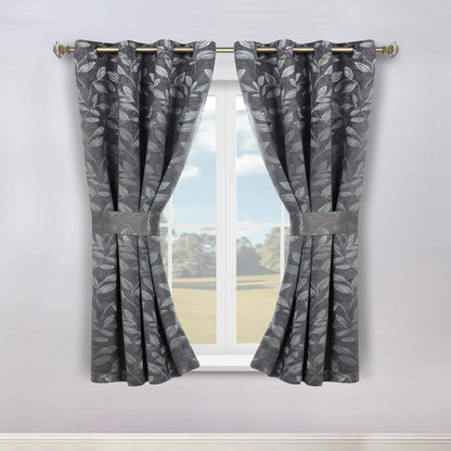 Leaves Machine Room Darkening Blackout Curtains, Set of 2