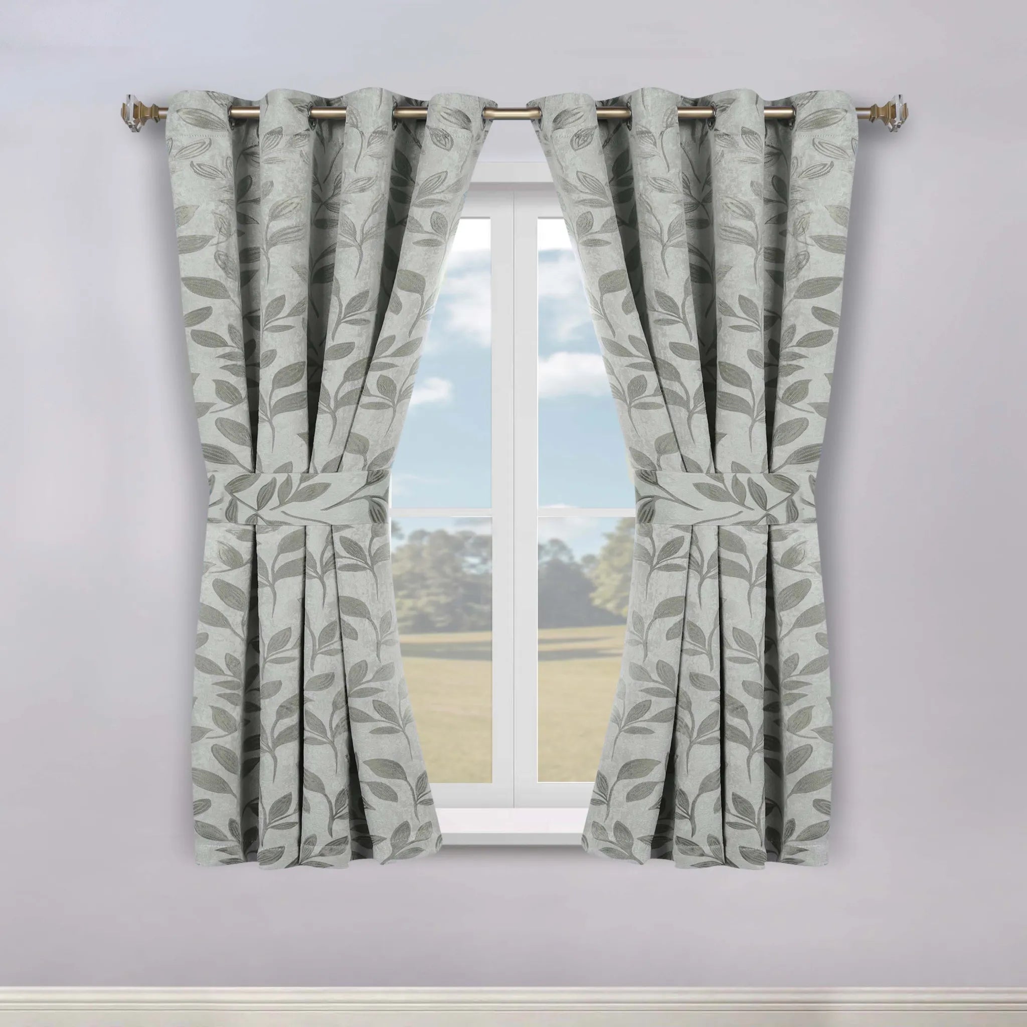 Leaves Machine Room Darkening Blackout Curtains, Set of 2