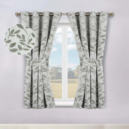 Leaves Machine Room Darkening Blackout Curtains, Set of 2