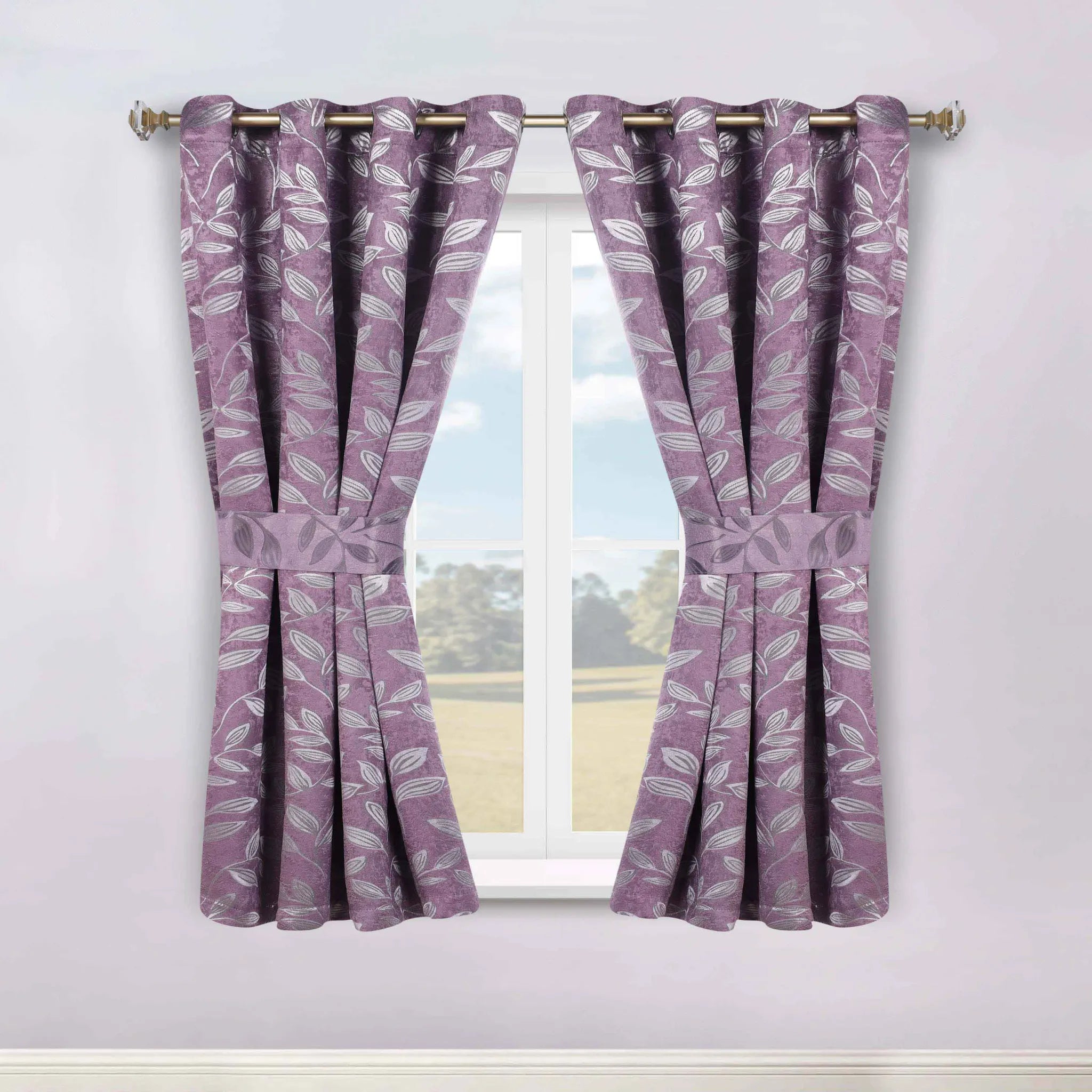 Leaves Machine Room Darkening Blackout Curtains, Set of 2