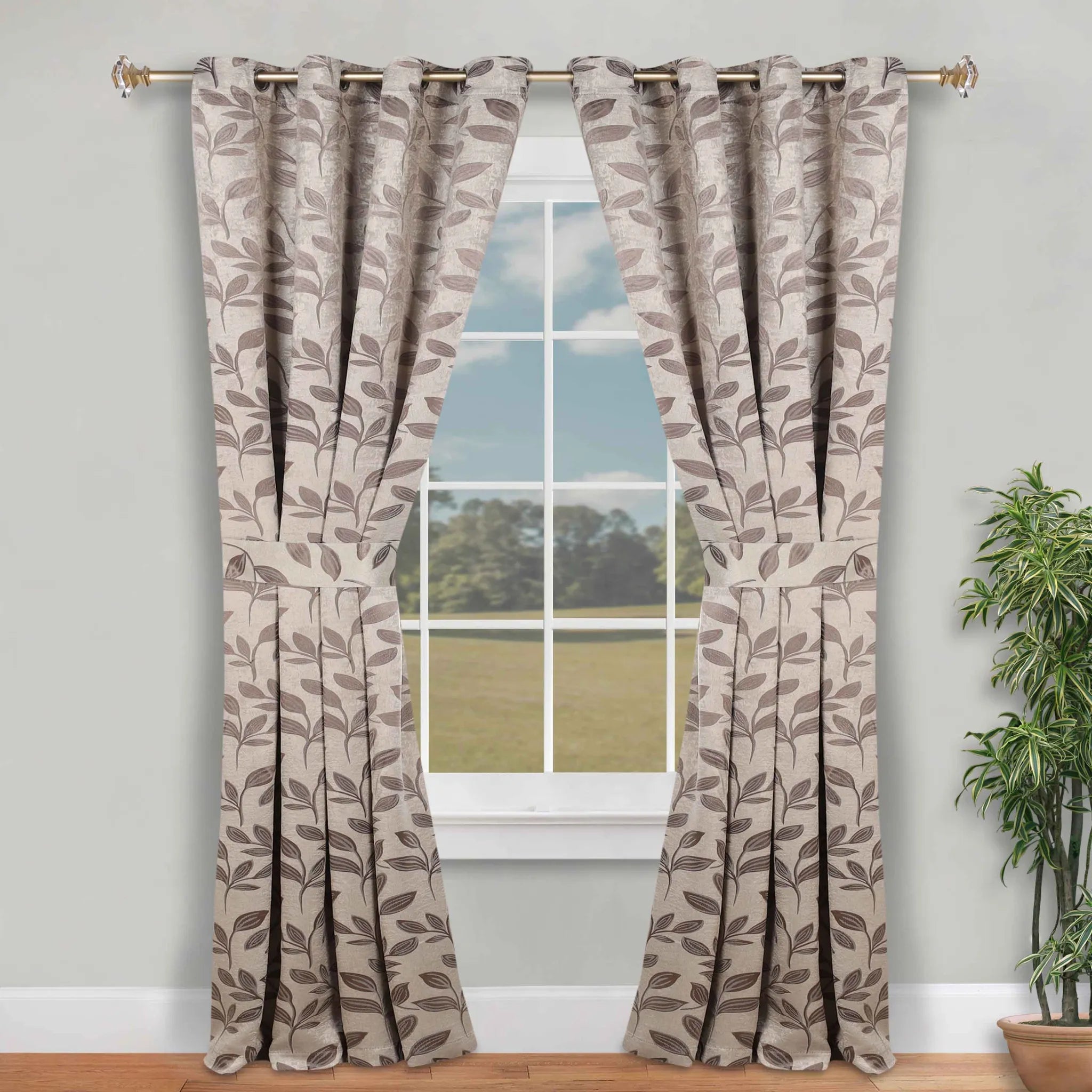 Leaves Machine Room Darkening Blackout Curtains, Set of 2