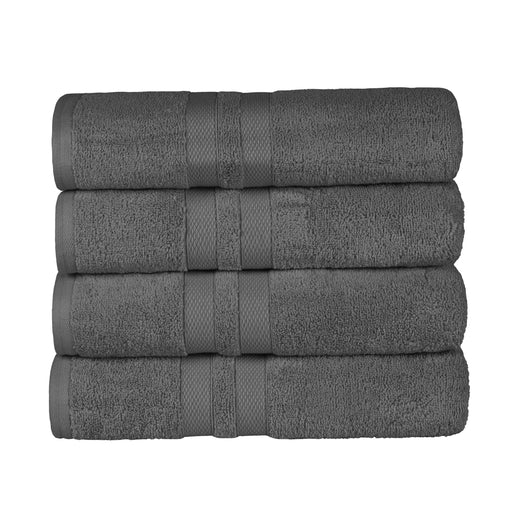 Ultra Soft Cotton Absorbent Solid Assorted 4-Piece Bath Towel Set - Charcoal