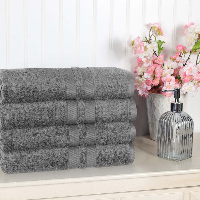 Ultra Soft Cotton Absorbent Solid Assorted 4-Piece Bath Towel Set - Charcoal