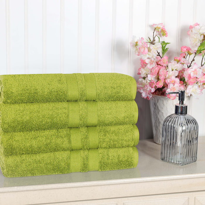 Ultra Soft Cotton Absorbent Solid Assorted 4-Piece Bath Towel Set - Celery