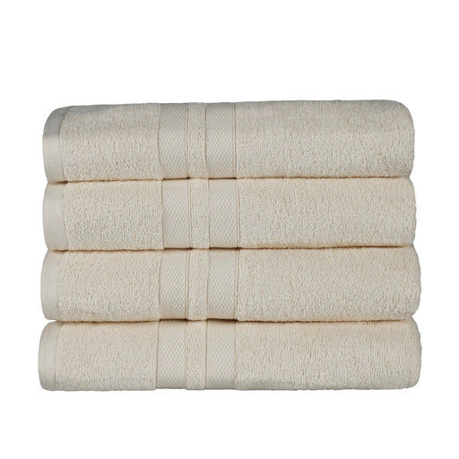 Ultra Soft Cotton Absorbent Solid Assorted 4-Piece Bath Towel Set - Cream