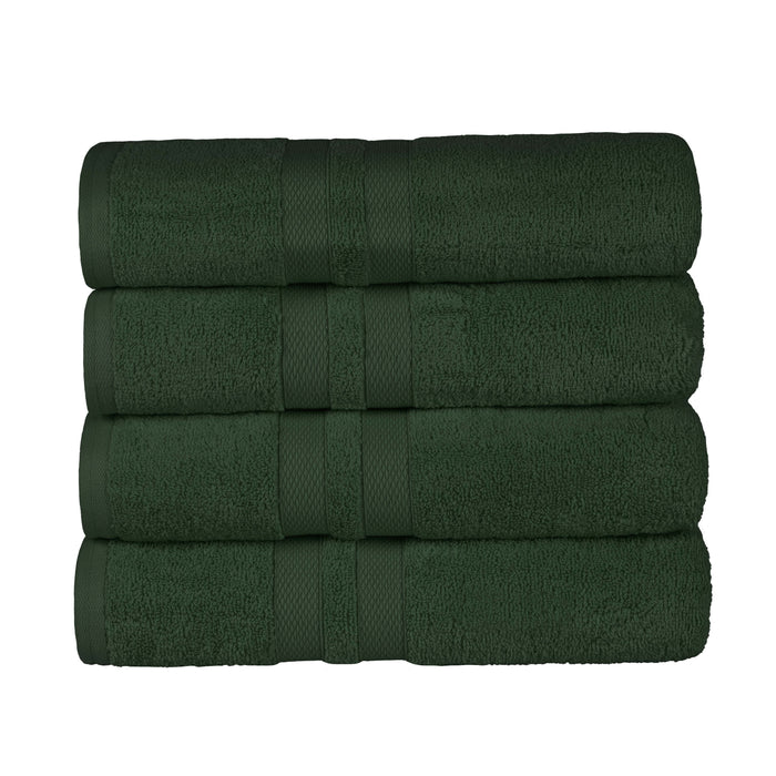 Ultra Soft Cotton Absorbent Solid Assorted 4-Piece Bath Towel Set - Forrest Green