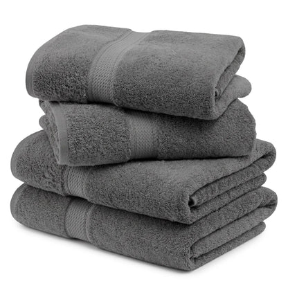 Egyptian Cotton Pile Plush Heavyweight Soft 4 Piece Bath Towel Set