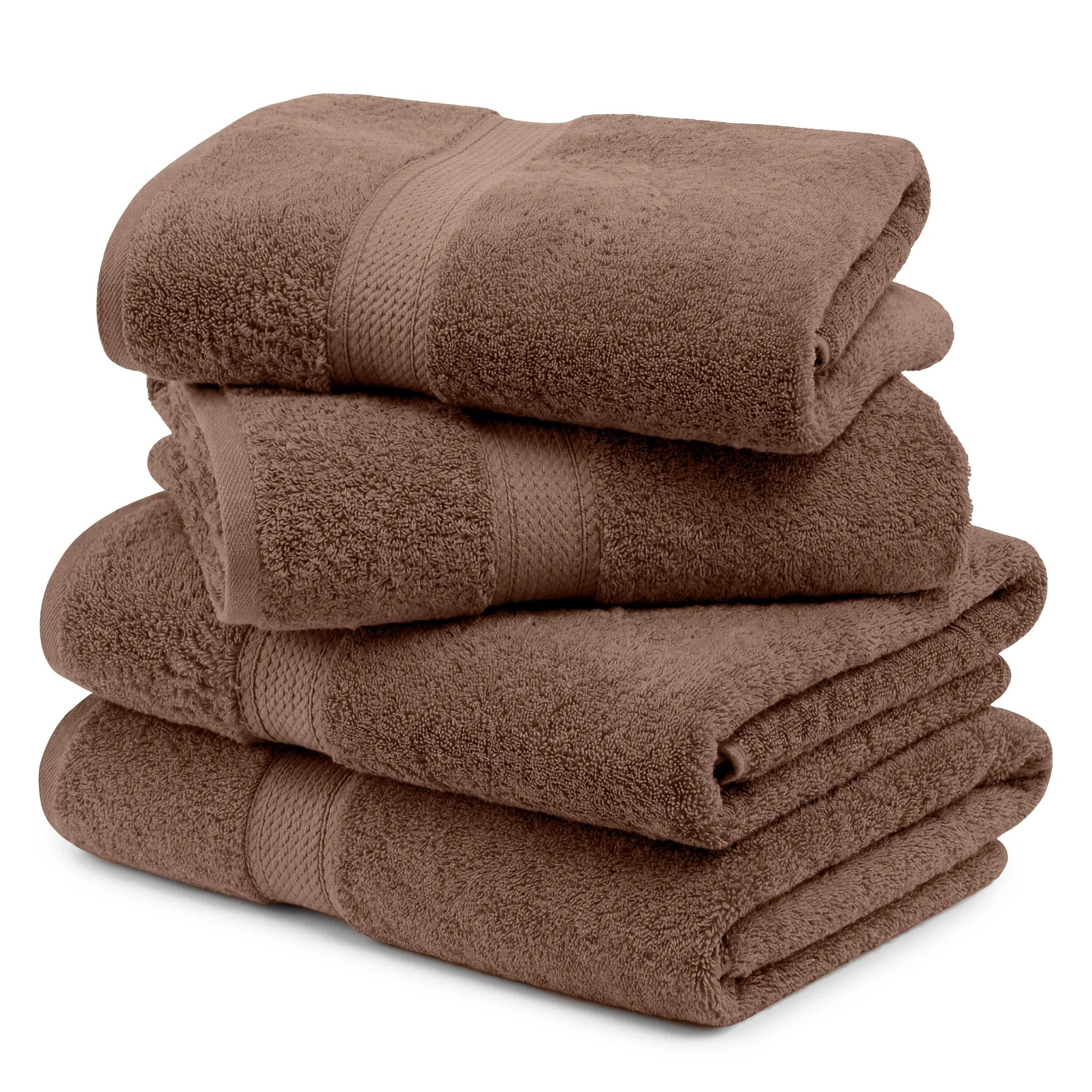 Egyptian Cotton Pile Plush Heavyweight Soft 4 Piece Bath Towel Set