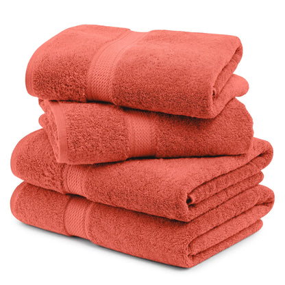 Egyptian Cotton Pile Plush Heavyweight Soft 4 Piece Bath Towel Set