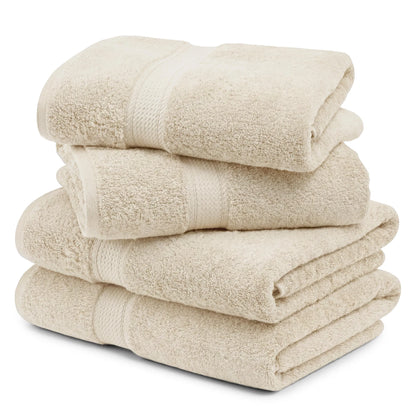 Egyptian Cotton Pile Plush Heavyweight Soft 4 Piece Bath Towel Set
