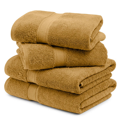 Egyptian Cotton Pile Plush Heavyweight Soft 4 Piece Bath Towel Set