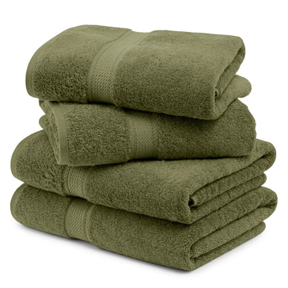 Egyptian Cotton Pile Plush Heavyweight Soft 4 Piece Bath Towel Set