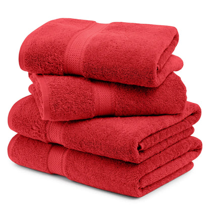 Egyptian Cotton Pile Plush Heavyweight Soft 4 Piece Bath Towel Set