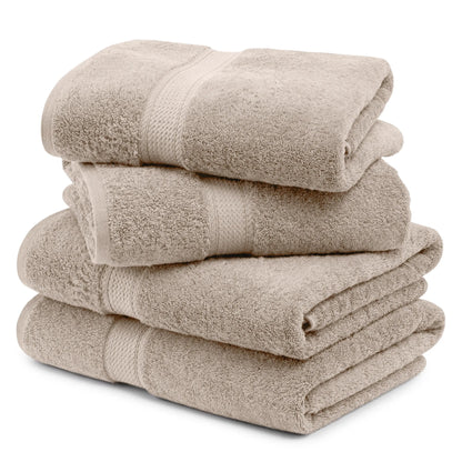 Egyptian Cotton Pile Plush Heavyweight Soft 4 Piece Bath Towel Set