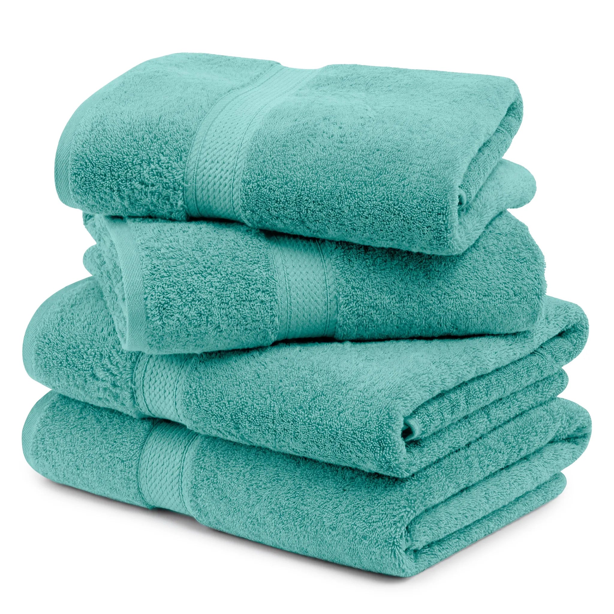 Egyptian Cotton Pile Plush Heavyweight Soft 4 Piece Bath Towel Set