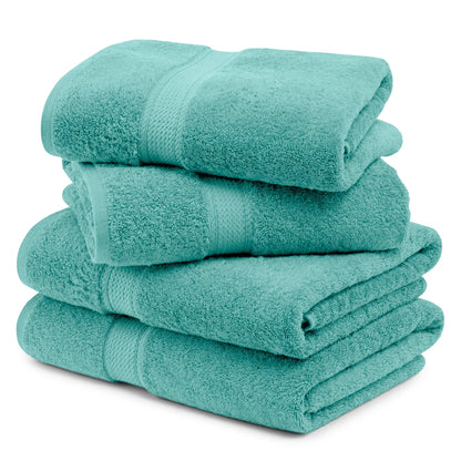 Egyptian Cotton Pile Plush Heavyweight Soft 4 Piece Bath Towel Set
