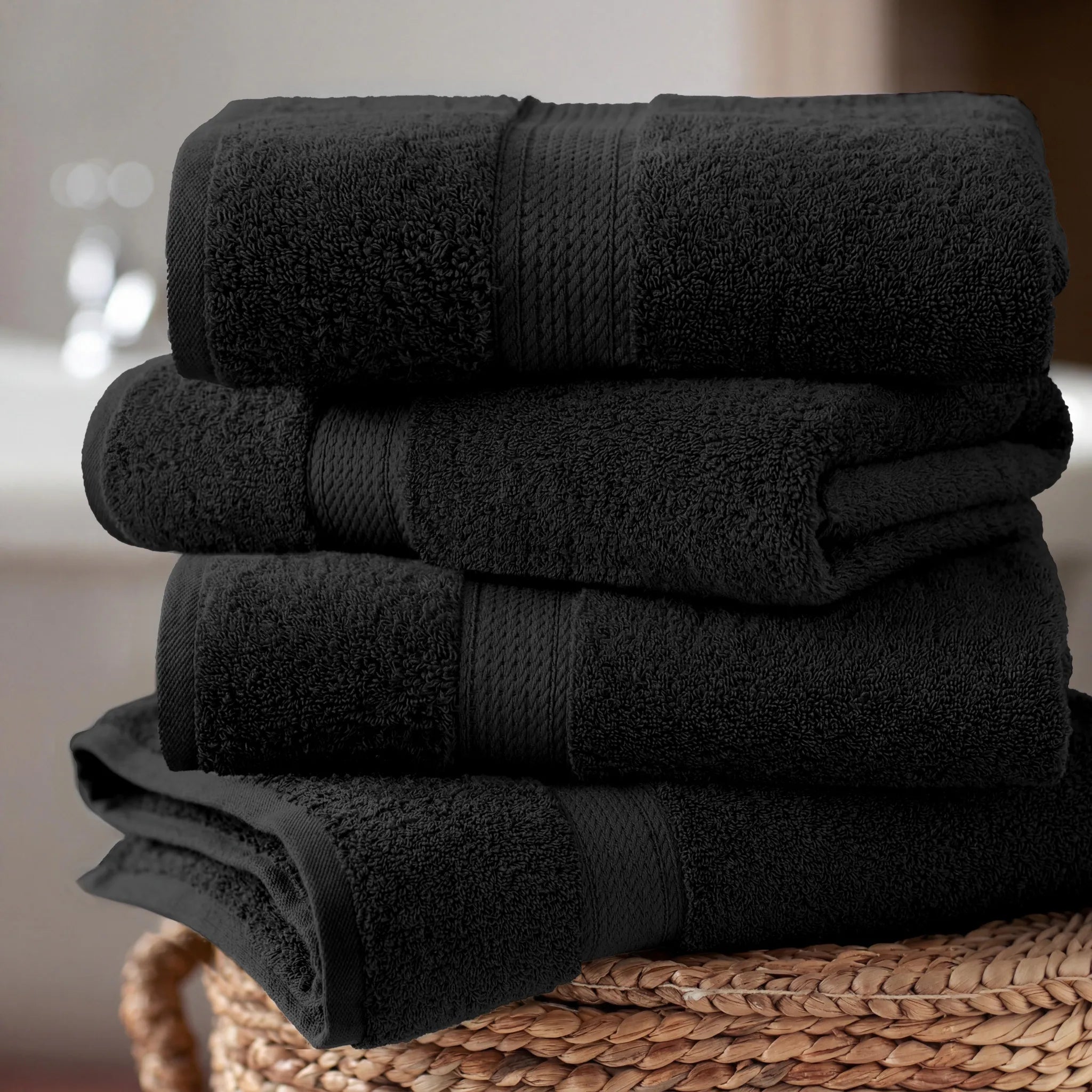 Egyptian Cotton Pile Plush Heavyweight Soft 4 Piece Bath Towel Set
