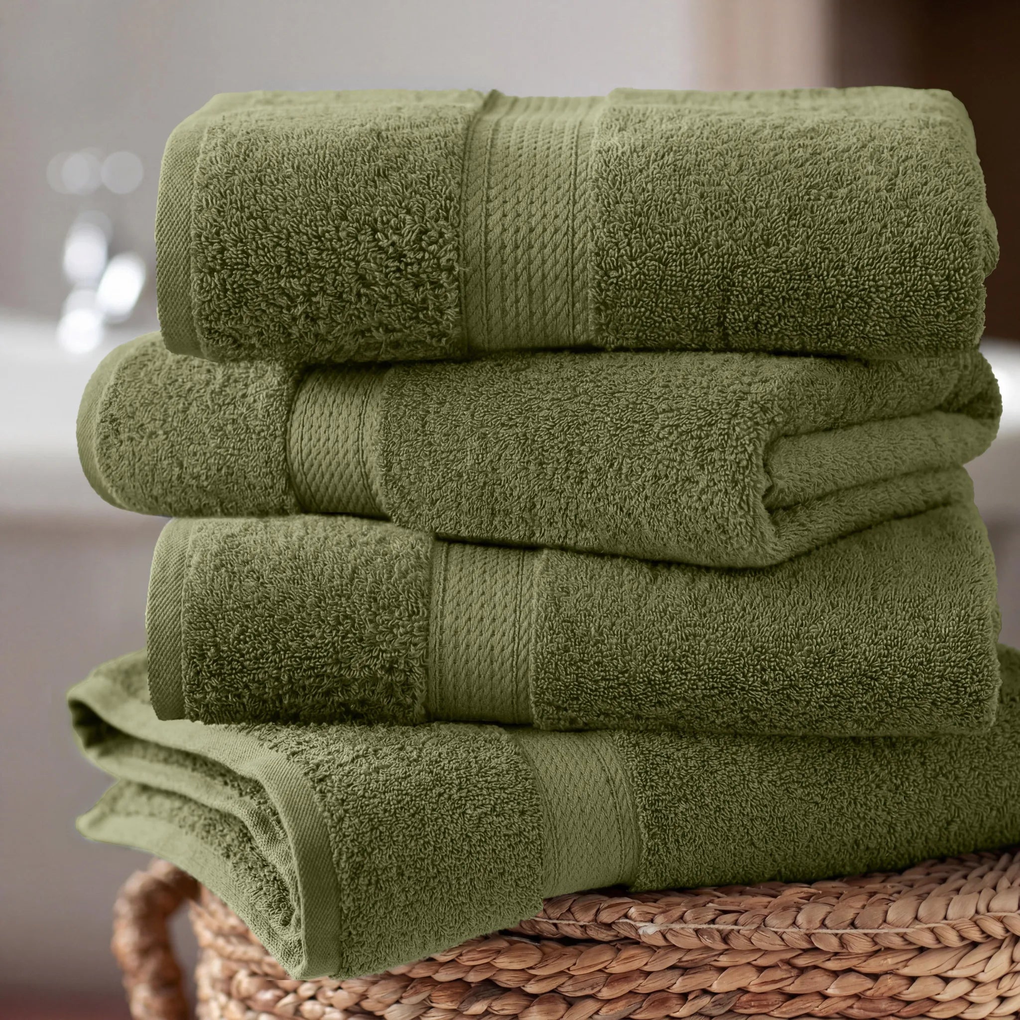 Egyptian Cotton Pile Plush Heavyweight Soft 4 Piece Bath Towel Set