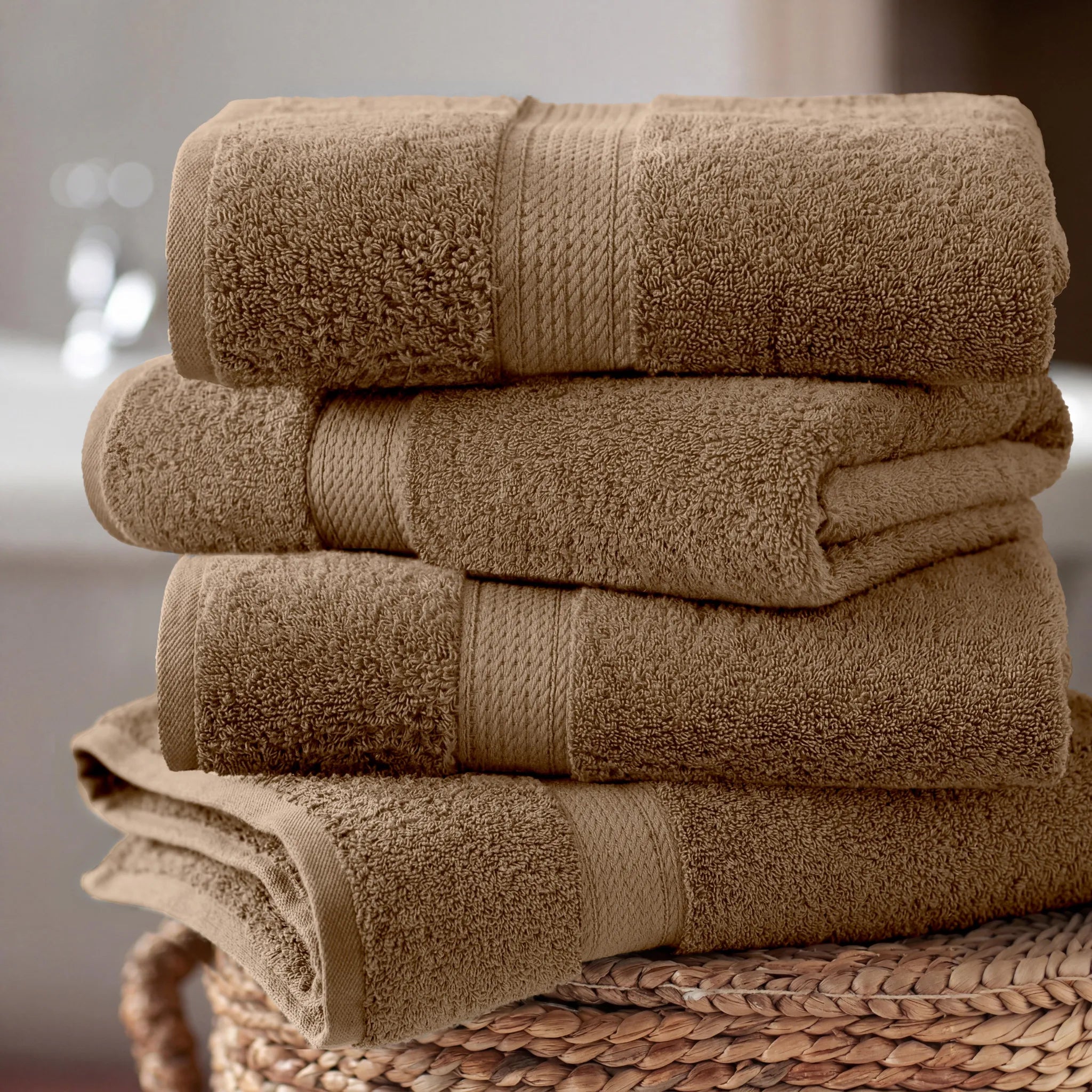 Egyptian Cotton Pile Plush Heavyweight Soft 4 Piece Bath Towel Set