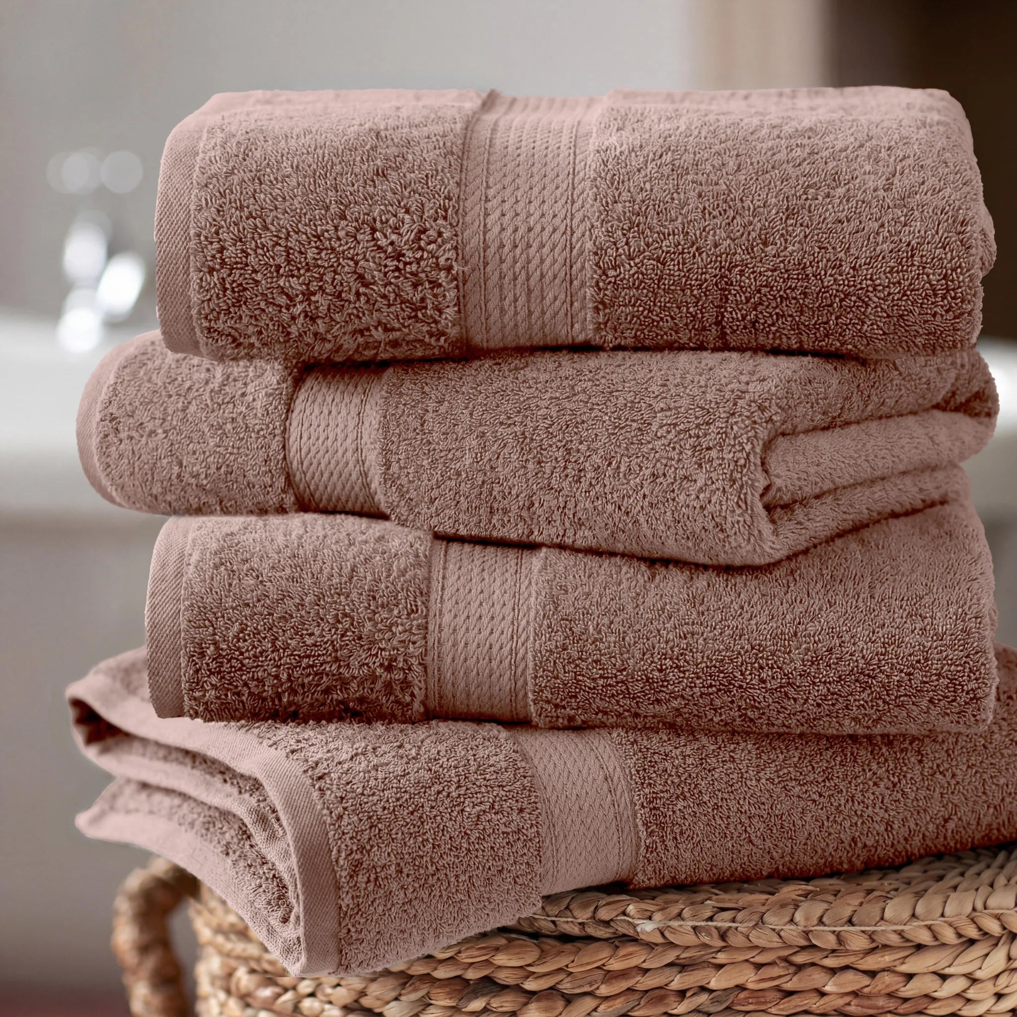 Egyptian Cotton Pile Plush Heavyweight Soft 4 Piece Bath Towel Set