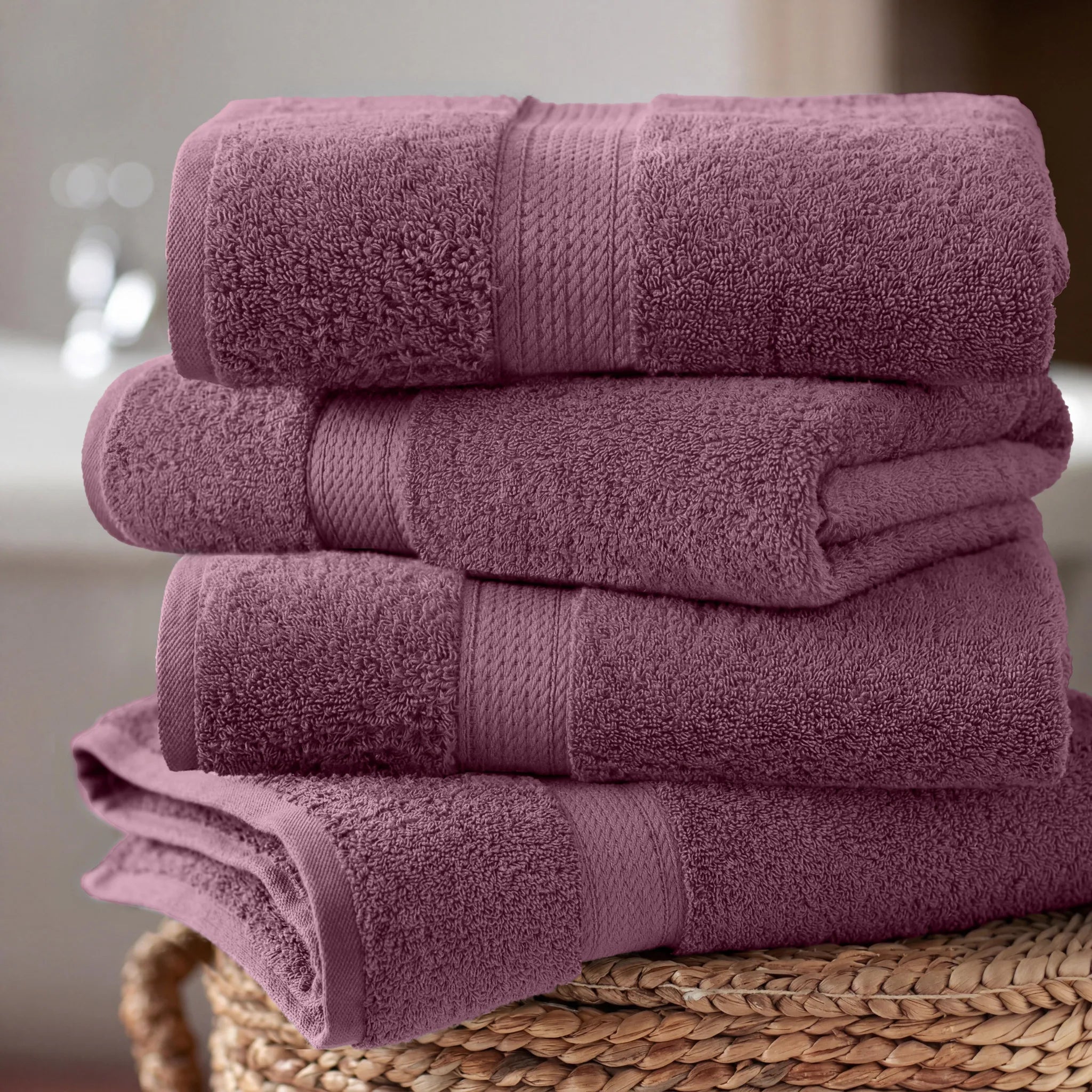 Egyptian Cotton Pile Plush Heavyweight Soft 4 Piece Bath Towel Set