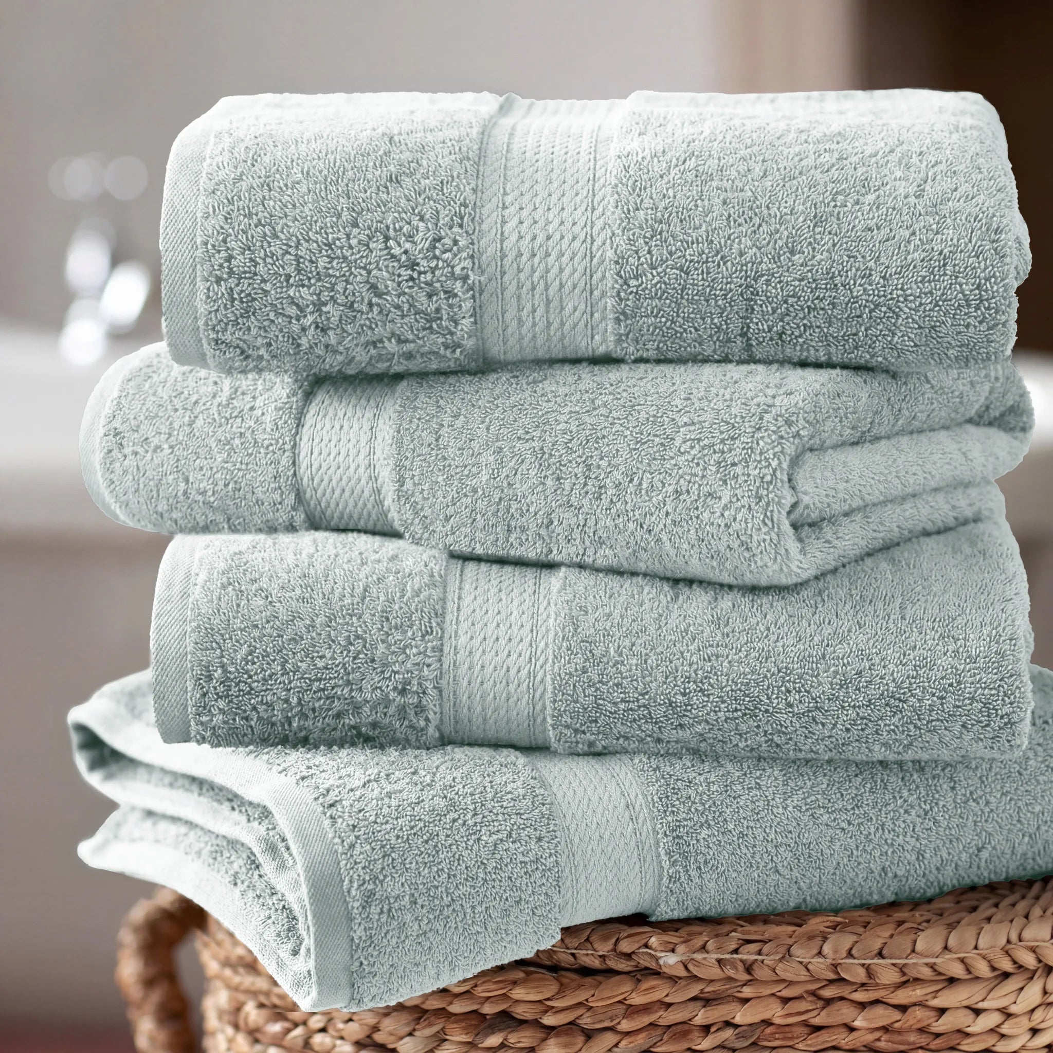 Egyptian Cotton Pile Plush Heavyweight Soft 4 Piece Bath Towel Set