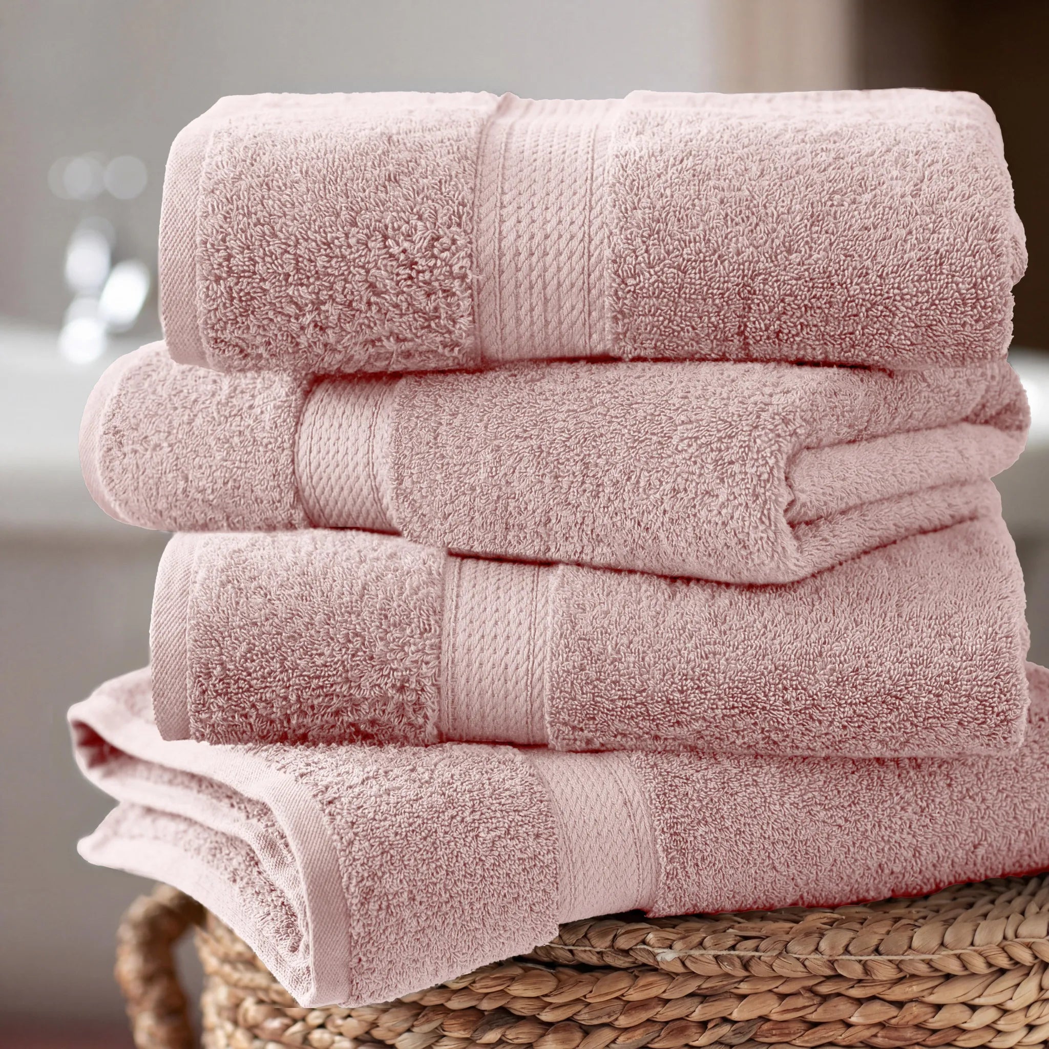 Egyptian Cotton Pile Plush Heavyweight Soft 4 Piece Bath Towel Set