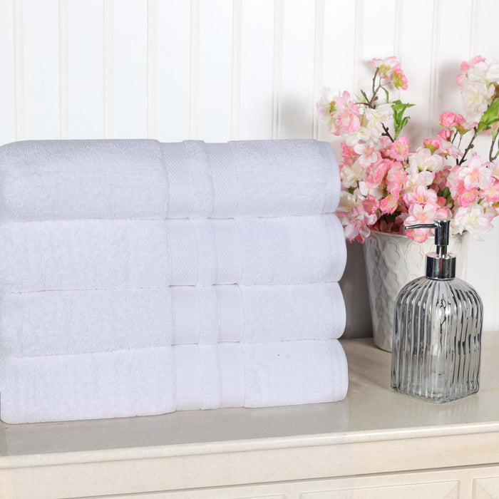 Ultra Soft Cotton Absorbent Solid Assorted 4-Piece Bath Towel Set - White