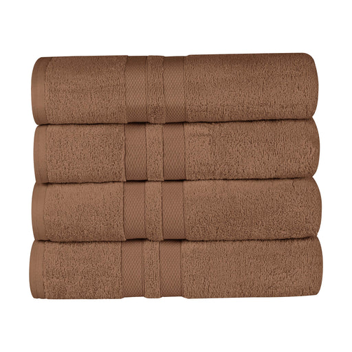 Ultra Soft Cotton Absorbent Solid Assorted 4-Piece Bath Towel Set - Chocolate
