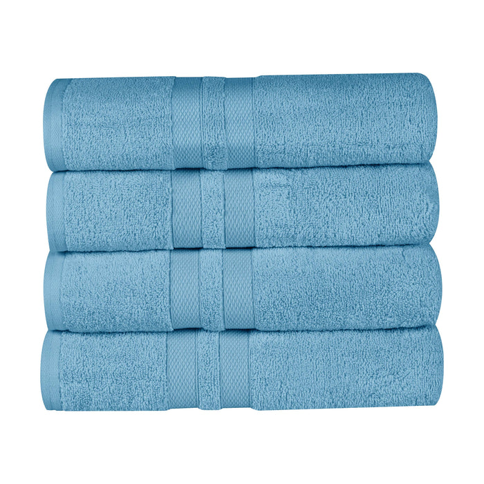 Ultra Soft Cotton Absorbent Solid Assorted 4-Piece Bath Towel Set - Denim Blue